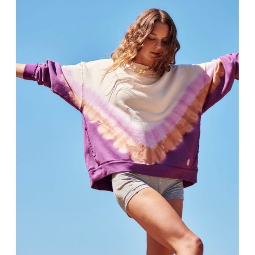 Free People Metti Crew Sweatshirt Ombre Tie-Dye Small NWT S
